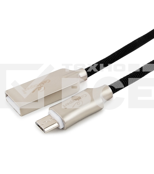Кабель USB 2.0 Cablexpert CC-P-mUSB02Bk-0.5M, AM/microB, серия Platinum, длина 0.5м, черный, блистер