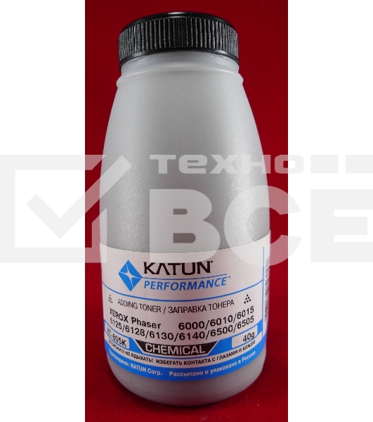 Тонер XEROX Phaser 6000/6010/6015/6125/6128/6130/6140/6500/6505Black, химический (фл.40г.) Katun фас. России