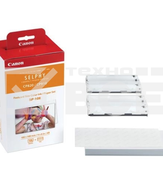 Набор Canon RP-108 (8568B001) бумага (10x15см) и цветные красители для SELPHY CP1200. 108 страниц.