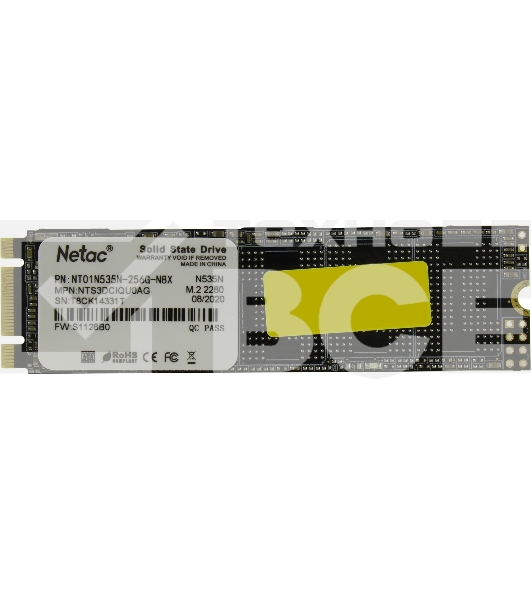 Накопитель SSD Netac N535N, 256GB, M.2 2280, SATA-III, R/W 560/520