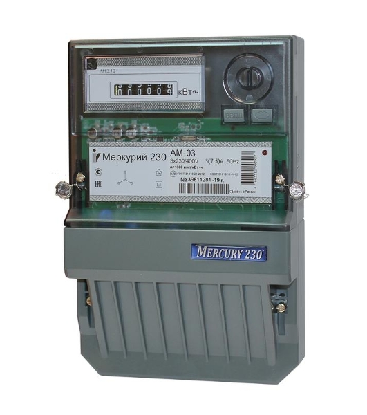 Счетчик 'Меркурий' 230 AM-03 3ф 5-7.5А 0.5s класс точн. 1 тариф. имп. вых. мех. винт Инкотекс 32429
