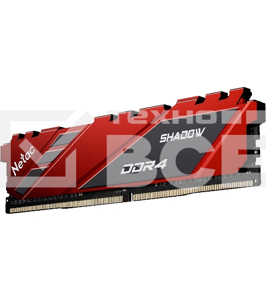 Оперативная память NETAC Shadow, DDR4, 16GB (1x16GB), 3200MHz, CL16, с радиаторами, красный