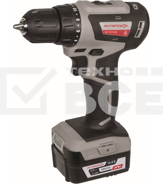 Дрель-шуруповерт аккумуляторная ИНТЕРСКОЛ ДА-10/14,4В, Аккумуляторная, 14,4В, 2 АКБ, Кейс