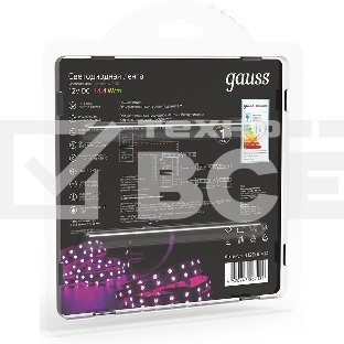 Лента светодиодная Gauss 312000414 LED 5050/60-SMD 14.4W 12V DC RGB блистер 5м