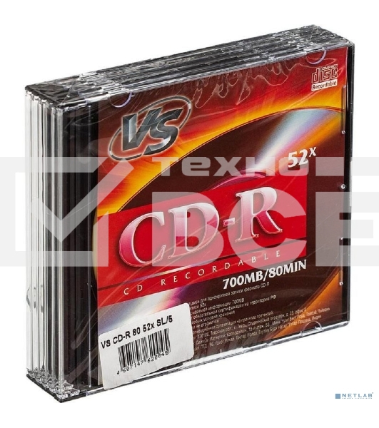 Диск CD-R VS (PERFEO) 700 Mb, 52x, Slim Case (5), (5/200).