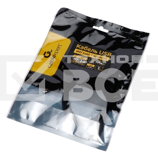 Кабель USB2.0 Cablexpert CC-USB2S-CMCM-1M-BK Type-C/Type-C, 3А, 65Вт, PD/QC3.0, силиконовый, 24 AWG, медь, 1м, черный, пакет