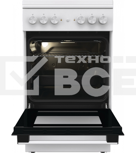 Комбинированная плита Gorenje GK5A12WG, полезный объем 68 л, очистка паром AquaClean, сводчатая форма духовки, механическое управление, электроподжиг, цвет белый