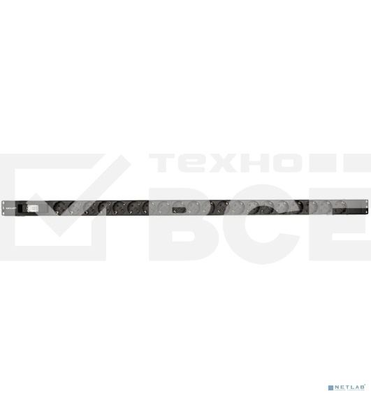 Блок распределения питания Rexant для 19' шкафов, вертикальный, 20 розеток СЕЕ 7/4, 16А, автомат защиты, алюм корп, шнур 2м, вилка СЕЕ 7/7