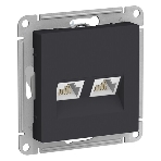 Розетка компьютерная двойная RJ45+RJ45, кат.6А, механизм SE AtlasDesign Карбон, фото 1