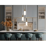 Светильник Ambrella light LH55272/3 BS/FR латунь/белый матовый E14 max 40W D230*1200, фото 1