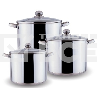 Набор кастрюль KELLI KL-4104 6 пред. НАБОР КАСТРЮЛЬ - 3 шт - 19 (7,5 л), 20 (9,5 л) и 21 см (12 л) Высококачественная нержавеющая сталь 18/10. 3х-слойное капсульное дно. Зеркальная полировка. Можно использовать на всех типах плит включая индукционную. Сте