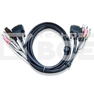 Кабель ATEN KVM USB(тип А Male)+DVI-D(Male)+2хАудио(Male) (-) USB(тип B Male)+DVI-D(Male)+2хАудио(Male) 1,8м., черный. CABLE DVI/USBA/SP.MC-DVI/USB B 1.8M