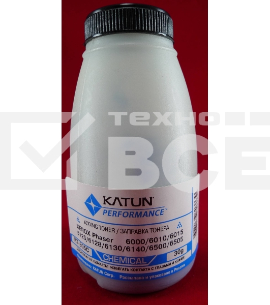 Тонер XEROX Phaser 6000/6010/6015/6125/6128/6130/6140/6500/6505Cyan, химический (фл.30г.) Katun фас. России