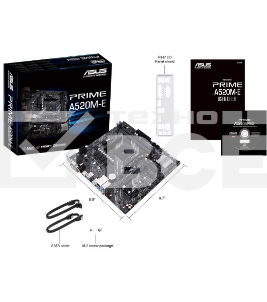 Материнская плата ASUS PRIME A520M-E, AM4, AMD A520, 2xDDR4, 4xSATA, 1xM.2, 1xPCI-E 3.0 x16, 2xUSB-A 3.2 Gen 1, 1xUSB 3.2 Gen 2, 1xDVI-D, 1xHDMI, 1xVGA, 1x 1Gb LAN, 3x3.5 мм, 7.1, Micro-ATX