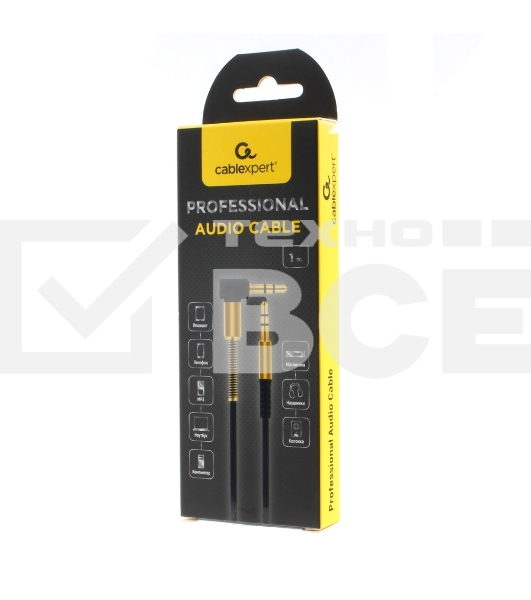 Кабель Cablexpert аудио 90˚ CCAB-02-35MML-1MB. 3.5 Jack (M)/3.5 Jack (M), черный, 1м, блистер