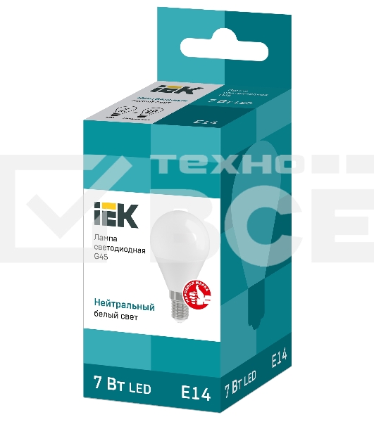 Лампа Iek LLE-G45-7-230-40-E14 светодиодная ECO G45 шар 7Вт 230В 4000К E14 IEK