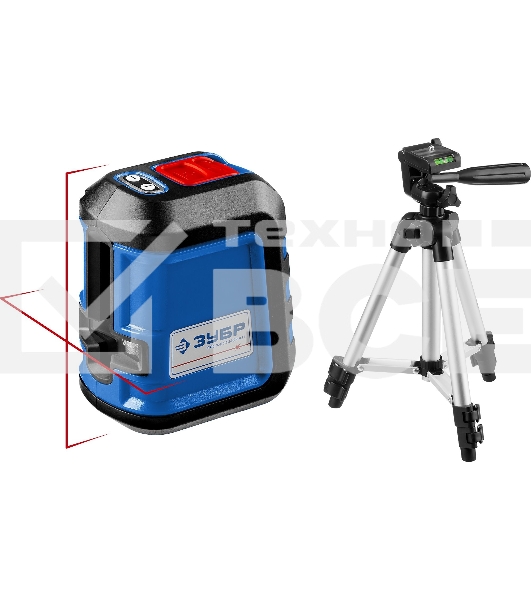 Нивелир лазерный ЗУБР КРЕСТ-15, суперкомпакт, 15м, точн. +/-0,3 мм/м, штатив, чехол