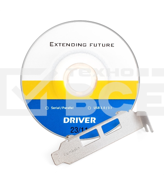 Контроллер ExeGate EXE-342 (PCI-E x1 v2.0, 2*USB3.0 ext.+ 1*19pin int. (внутренние коннекторы для подключения 2*USB3.0 портов на корпусе), разъем доп.питания, VIA Labs Chipset VL805)