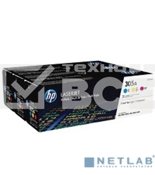 Картридж лазерный набор HP CF370AM № 305A голубой/пурпурный/желтый CLJ M451 (CE411A+CE412A+CE413A)