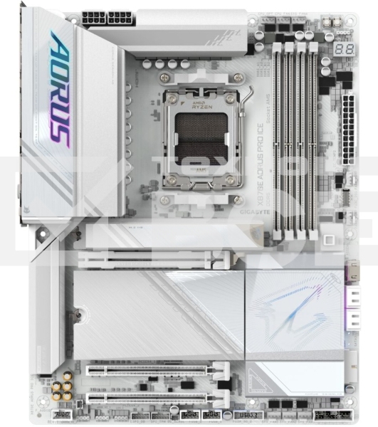 Материнская плата Gigabyte X870E AORUS PRO ICE, AM5, AMD X870E, 4xDDR5, 4xSATA, 4xM.2, 1xPCI-E 5.0 x16, 1xPCI-E 4.0 x4, 1xPCI-E 3.0 x4, 1xHDMI, 2xUSB-C, 1x 2.5Gb LAN, 2xUSB-A 3.2 Gen 2, 3xUSB-A 3.2 Gen 1, 2xUSB-A 2.0, 2x3.5 мм, TOSLINK, 7.1, 2xUSB4, 4xUSB