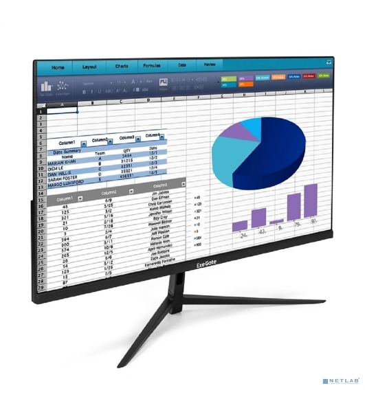Монитор 23.8' ExeGate ProSmart EH2407A IPS 1920x1080, 100 Гц, 3 мс, 16:9, 250 кд/м², VGA, HDMI 2.0, DP 1.2, 3.5 Jack, динамики (2x3 Вт), FreeSync, черный