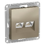 Розетка компьютерная двойная Schneider Electric AtlasDesign RJ45+RJ45, кат.5E, механизм ATN000585 Шампань, фото 1