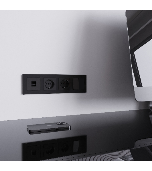 Розетка Ethernet RJ-45 (черный акрил)