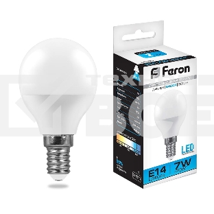 Лампа светодиодная FERON LB-95 (25480) 7W 230V E14 6400K G45