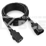Кабель питания сист.блок-монитор Cablexpert PC-189-1-3M, 3м, C13-C14, 3x1кв.мм., черный, с заземлением, фото 1