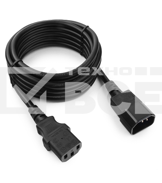 Кабель питания сист.блок-монитор Cablexpert PC-189-1-3M, 3м, C13-C14, 3x1кв.мм., черный, с заземлением