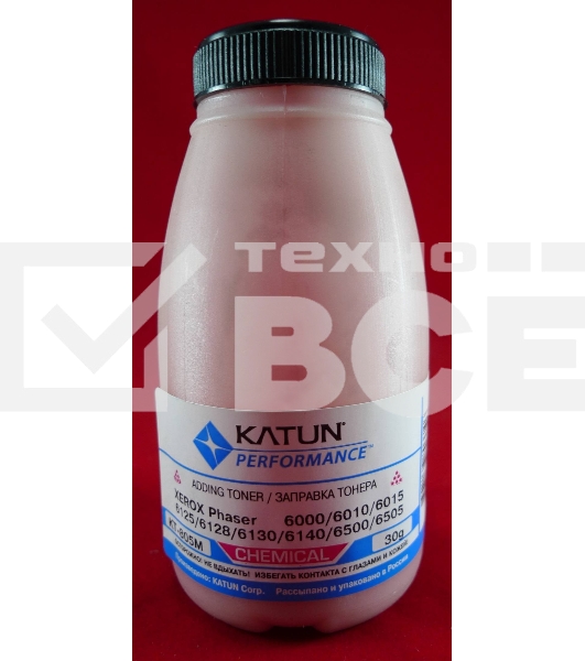 Тонер XEROX Phaser 6000/6010/6015/6125/6128/6130/6140/6500/6505Magenta, химический (фл.30г.) Katun фас. России