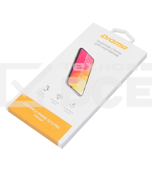 Защитное стекло для экрана Digma для Apple iPhone 12/12 Pro прозрачный
