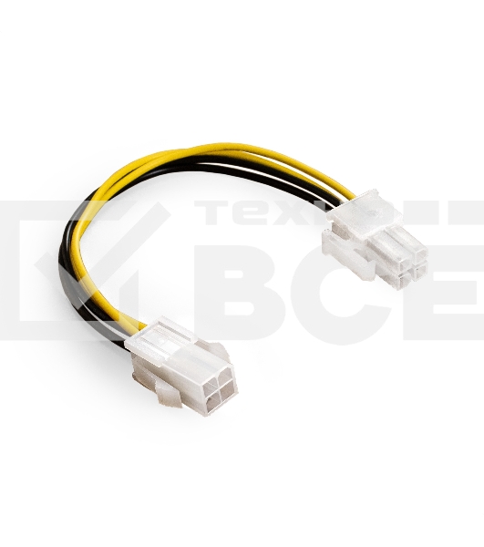 Удлинитель кабеля питания материнской платы +12V ExeGate EX-EXT-4M4F-0.3 (4pin EPS12V M/4pin EPS12V F, 0,3м)