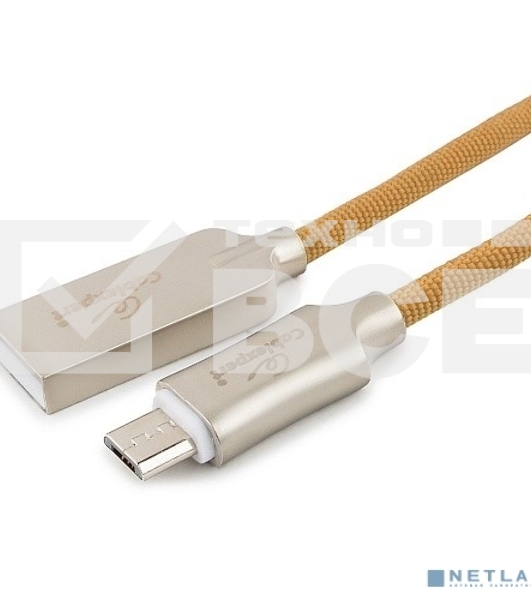 Кабель USB 2.0 Cablexpert CC-P-mUSB02Gd-1.8M, AM/microB, серия Platinum, длина 1.8м, золотой, блистер