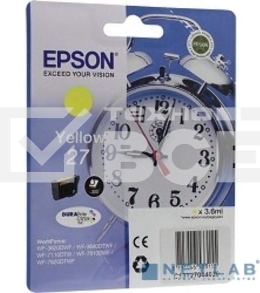 Картридж струйный Epson T2704 (C13T27044022/C13T27044020) желтый, 300 стр., для WF7110/7610/7620 (300стр.)
