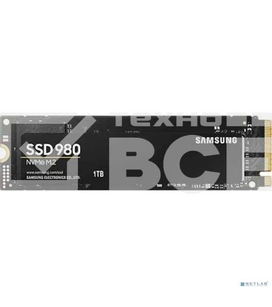 Накопитель SSD Samsung 980, 1000GB, PCIe 3.0 x4, M.2 2280, NVMe, R/W 3500/3000