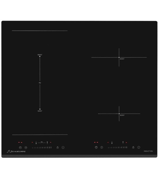 Индукционная варочная панель стеклокерамическая, Ширина: 60 см; Стекло: ILVA;4 конфорки индукционного нагрева: 1х диаметром ?,160 мм; 1200/1500Вт; 1 х диаметром ?,210 мм; 2300/3000 Вт; 2х диаметром ?,210*190мм; 1800/2100 Вт; 1 зона нагрева; Зона нагрева 210*390 мм; 3000/3600 Вт;Сенсорное управление(слайдер);9 уровней мощности; 4 х Boost функция; Таймер(отсчет времени/выбор конфорки); Звуковой сигнал; Flexi Zone (со свободной зоной нагрева)Безопасное автоотключение; Блокировка от детей/ Блок