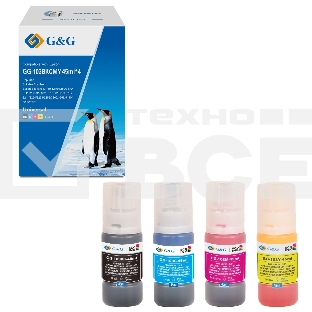 Чернила G&G GG-103BKCMY-45ml*4 103BKCMY голубой/пурпурный/желтый/черный набор 4x45мл для Epson EcoTank L1110/1210/1250/3110/3111/3116/3150/3151/3156/3160/3210/3211/3250/3251/3256/3260/3266/5190/5290/5296