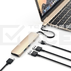 USB адаптер Satechi Slim Aluminum Type-C Multi-Port Adapter with Type-C Charging Port. Интерфейс USB-C. Порты USB Type-C, 2хUSB 3.0, 4K HDMI. золотой., фото3