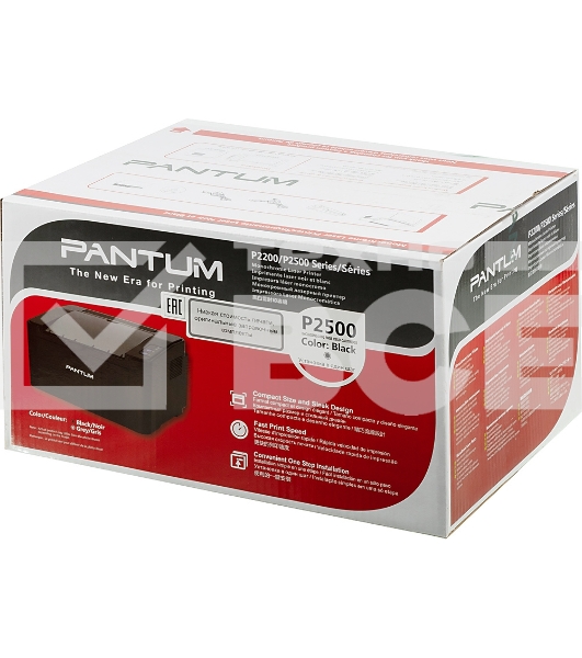 Принтер лазерный Pantum P2500, А4, ч/б, печ. до 22 стр/мин, 1200x1200 dpi, USB