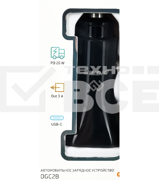 Автомобильное зарядное устройство Digma DGC2B 3A PD черный