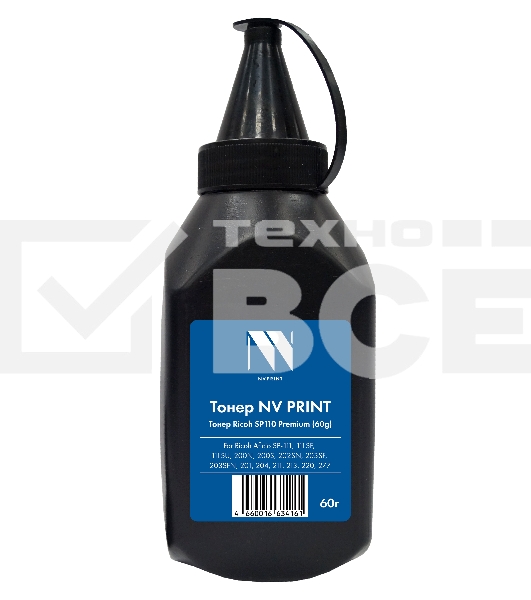 Тонер NV PRINT Ricoh SP110 (60г) для Ricoh Aficio SP-111/111SF/111SU/200N/200S/202SN/203SF/203SFN/201/204/211/213/220/277 Premium