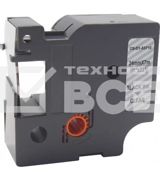 Картридж ленточный Cactus CS-D1-53710 24мм, черный шрифт, прозрачный фон, 7м для DYMO Rhino Pro 6000, LM 500TS