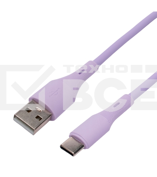 Кабель USB2.0 Cablexpert CC-USB2S-AMCM-1M-V AM/Type-C, 3А, 18Вт, QC3.0, силиконовый, медь, 1м, фиолетовый, пакет