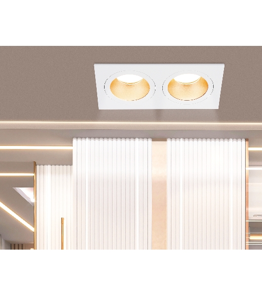 Встраиваемый точечный светильник Ambrella light TN102831/2 WH/GD белый/золото GU5.3/2 178*93*50