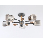 Светильник Ambrella light TR3033233/5 GR/LW/SM серый/светлое дерево/дымчатый E27*5 max 60W D700*180, фото4