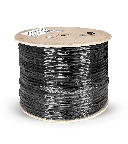 Кабель ExeGate UTP4-C5e-CCA-S24-SW-OUT-PE-BK-305 UTP 4 пары кат.5e CCA, 0.5мм (24AWG), внешн., с тросом, 305м, черн., PE