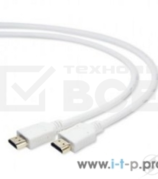 Кабель Cablexpert HDMI CC-HDMI4-W-1M, 19M/19M, v2.0, медь, позол.разъемы, экран, 1м, белый, пакет