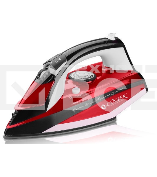 Утюг Centek CT-2344 RED 2400Вт, керамическая подошва, мощный паровой удар, самоочистка, 330мл