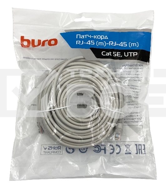 Патч-корд Buro UTP cat5E 30м серый RJ-45 (m)-RJ-45 (m)